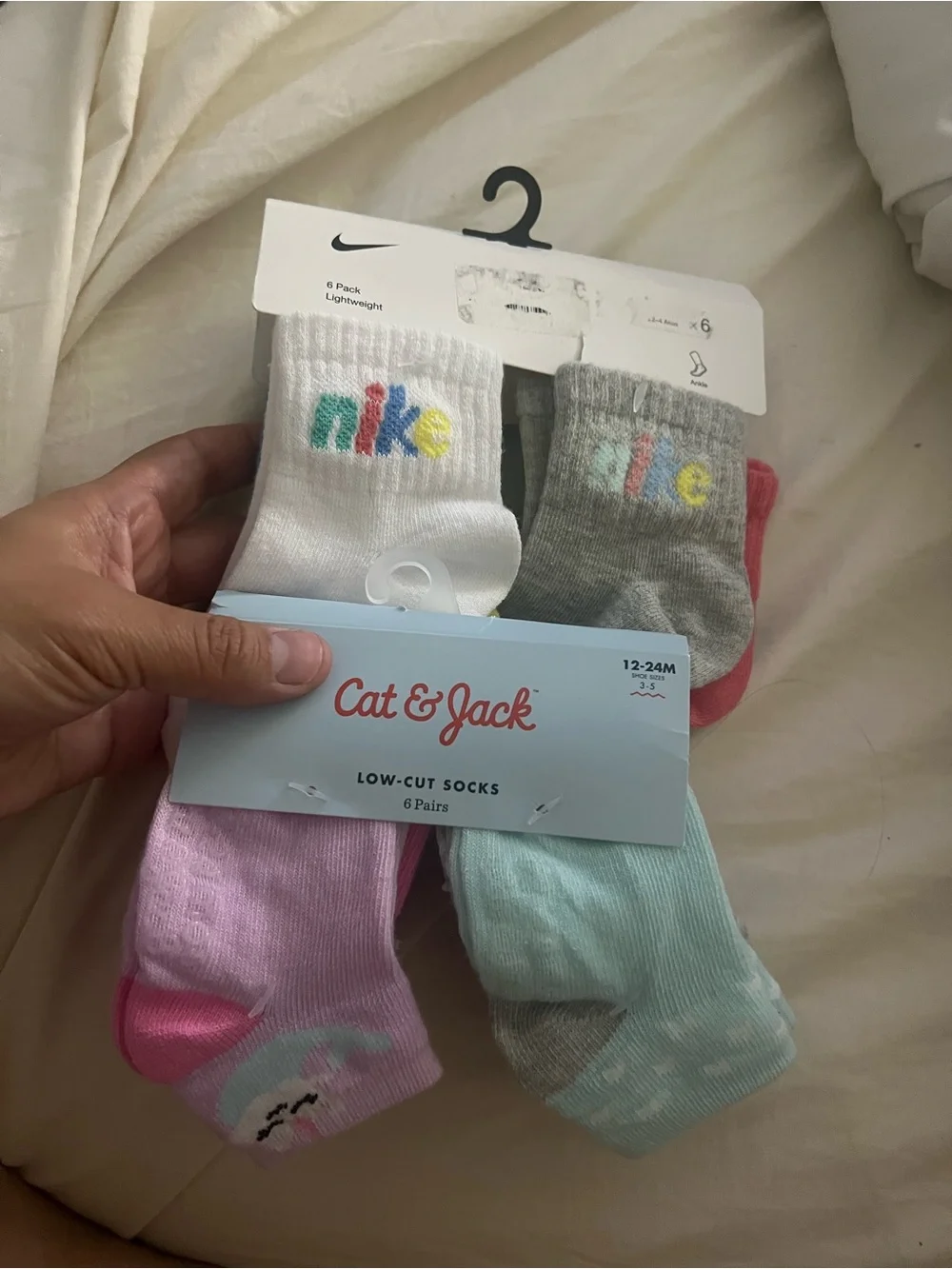 Nike Kids Low-Cut Sock 6-Pack - White, Gray, Pink, Mint, Light Blue
